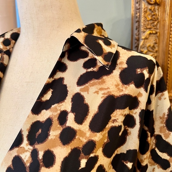 $138 NWT Eliza J. Leopard Cheetah Print Faux Wrap Midi Dress Size 10 - Picture 7 of 10
